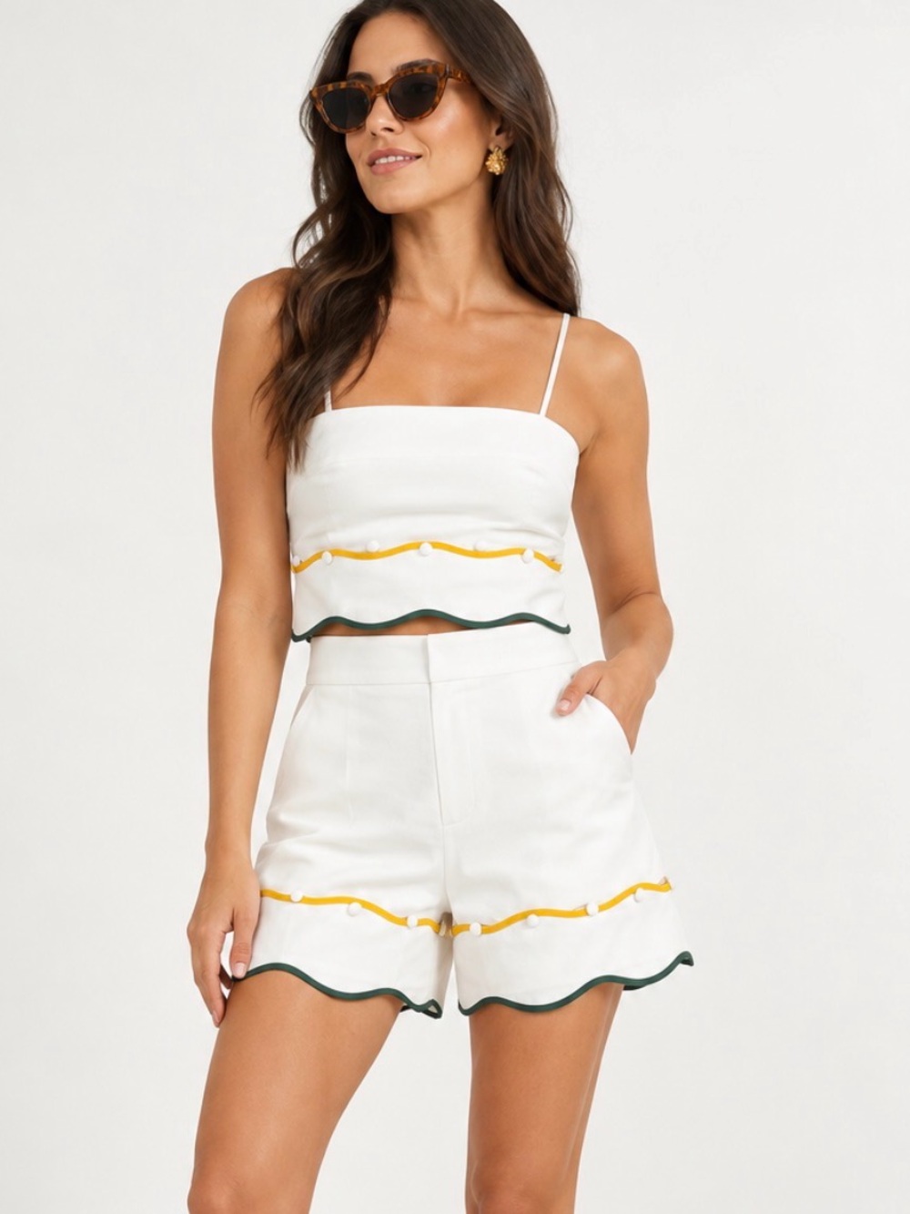 Antonio Melani x The Nat Note Zoe Scalloped Crop Top Size 12 NWT